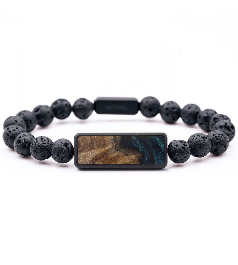 Lava Bead Wood Bracelet - Angelina (Blue, 816749)