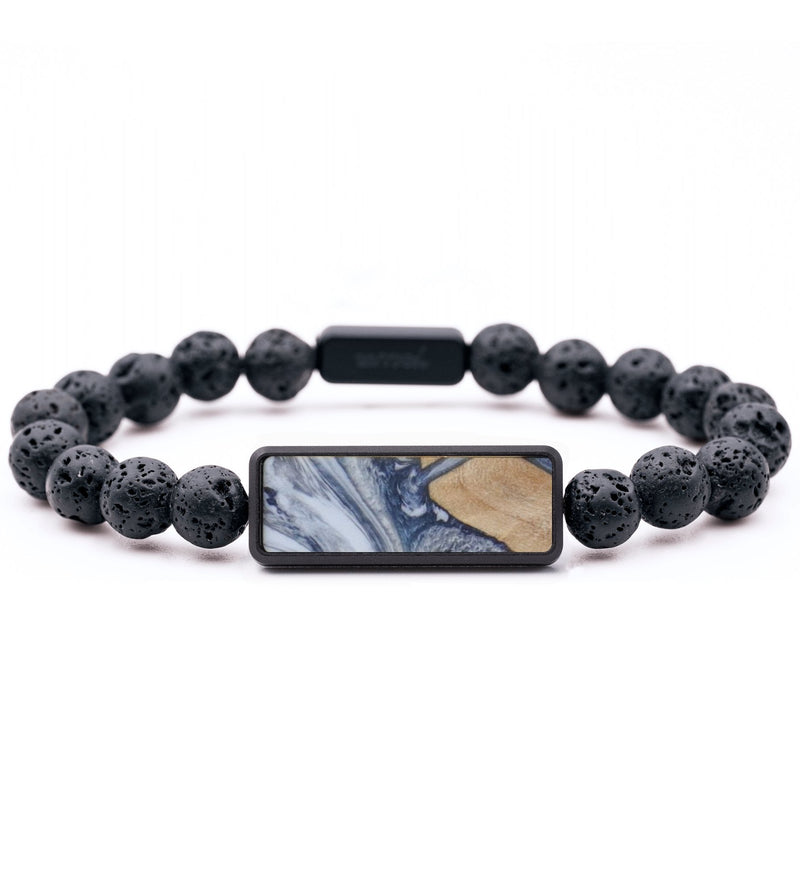 Lava Bead Wood Bracelet - Hannah (Blue, 816757)