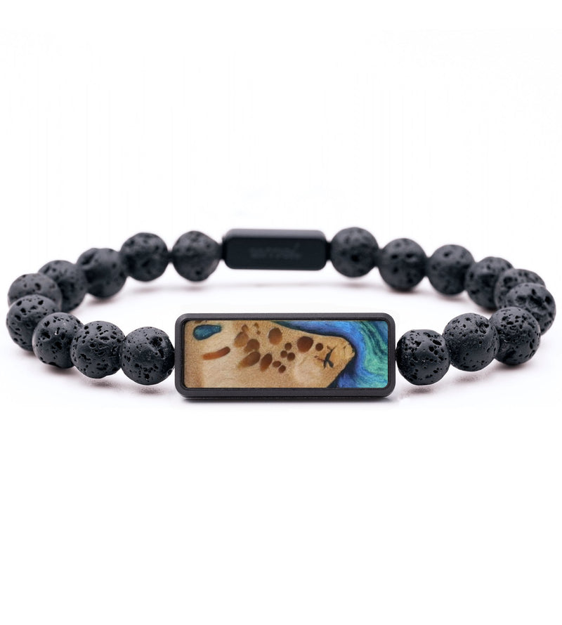 Lava Bead Wood Bracelet - Fernanda (Blue, 816758)