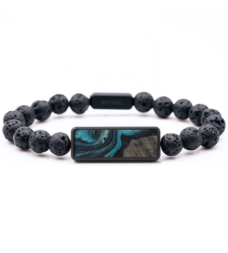 Lava Bead Wood Bracelet - Timothy (Blue, 816763)