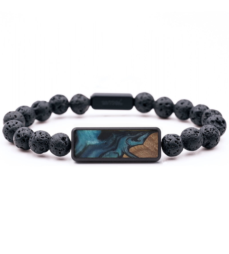 Lava Bead Wood Bracelet - Tabitha (Blue, 816765)