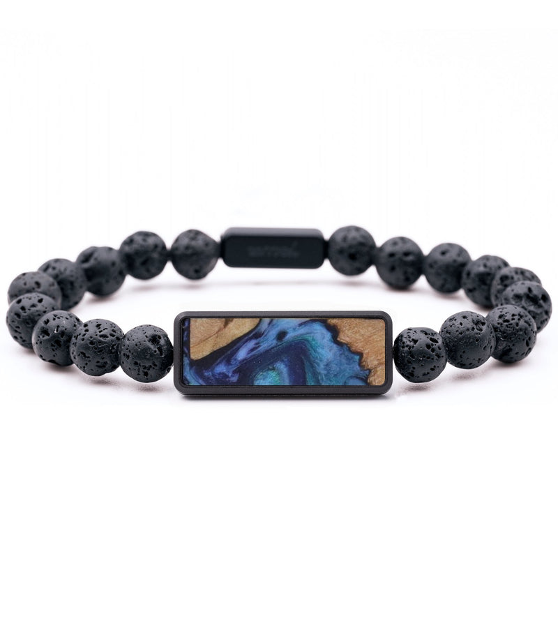 Lava Bead Wood Bracelet - Iris (Blue, 816766)