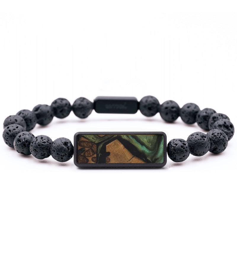 Lava Bead Wood Bracelet - Laurence (Green, 816811)