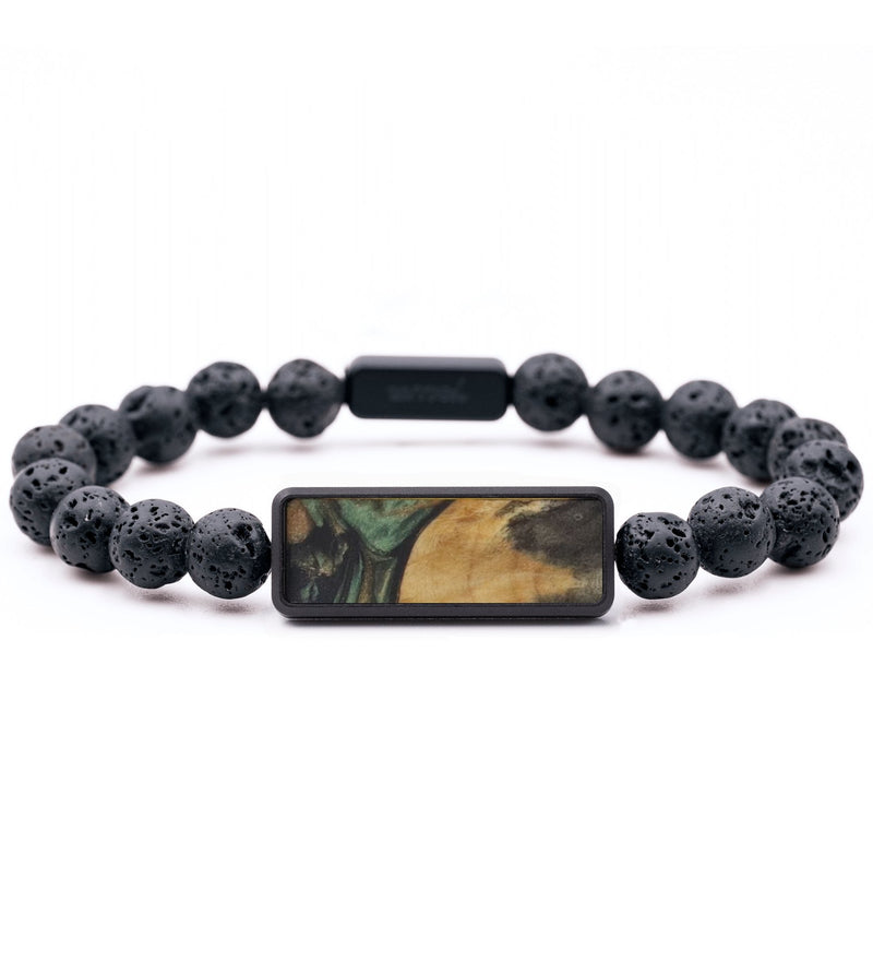 Lava Bead Wood Bracelet - Sally (Green, 816814)