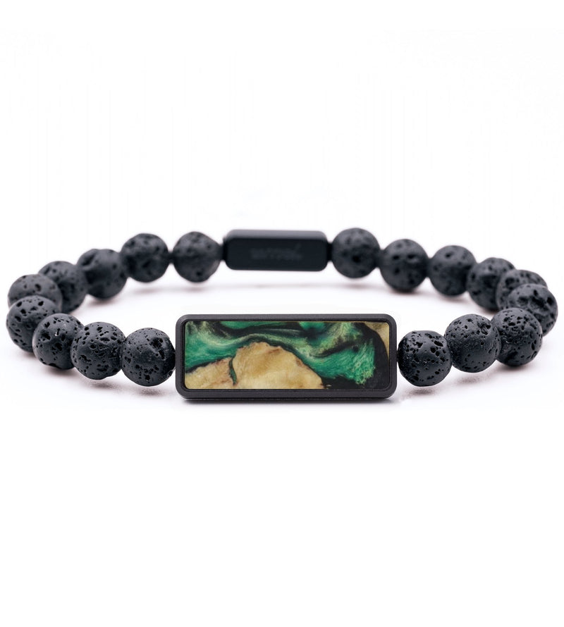Lava Bead Wood Bracelet - Kyra (Green, 816816)