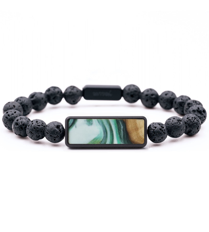 Lava Bead Wood Bracelet - Charles (Green, 816835)