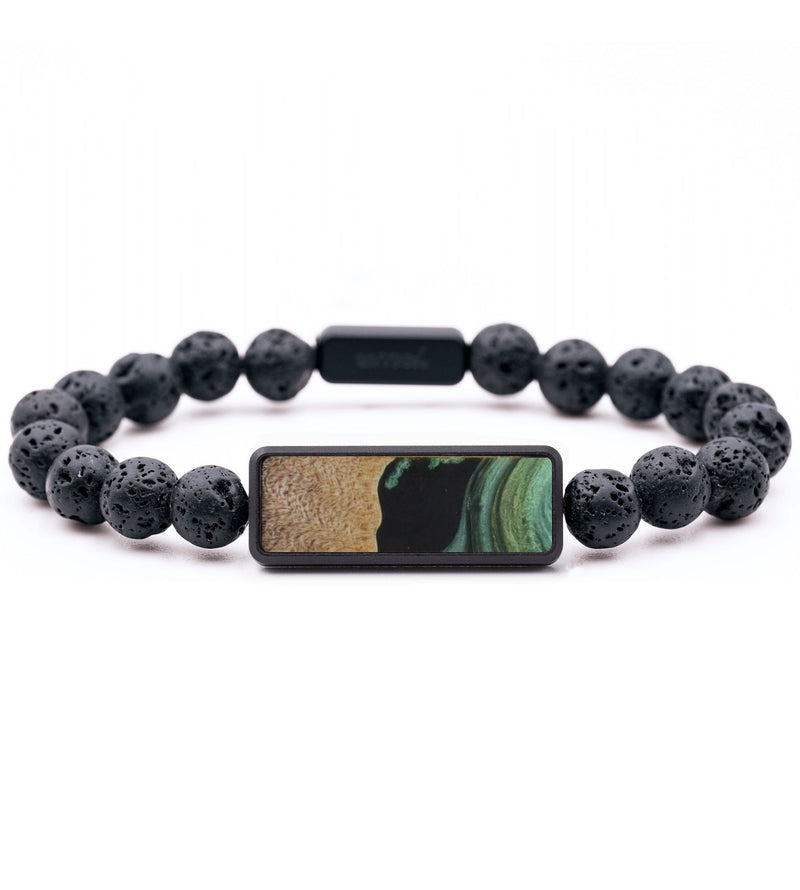Lava Bead Wood Bracelet - Janelle (Green, 816837)