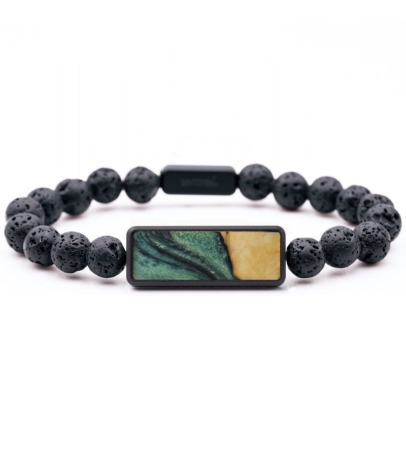 Lava Bead Wood Bracelet - Tami (Green, 816839)