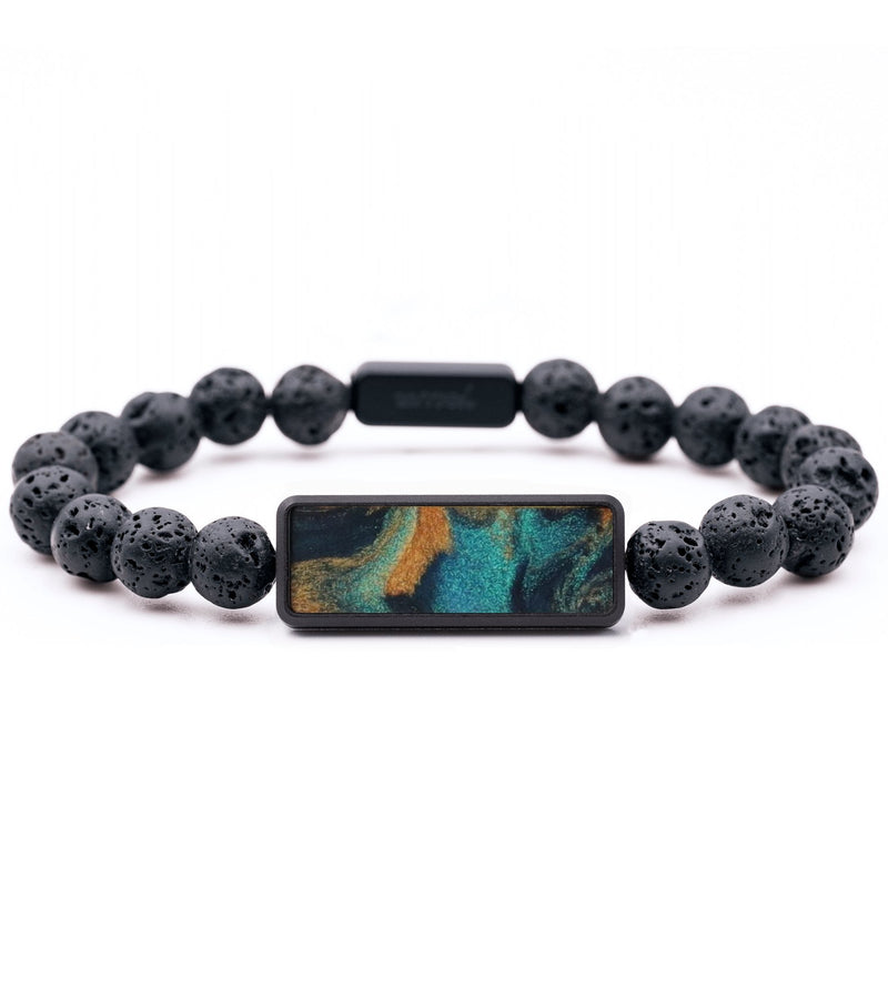 Lava Bead ResinArt Bracelet - Donovan (Teal & Gold, 816845)