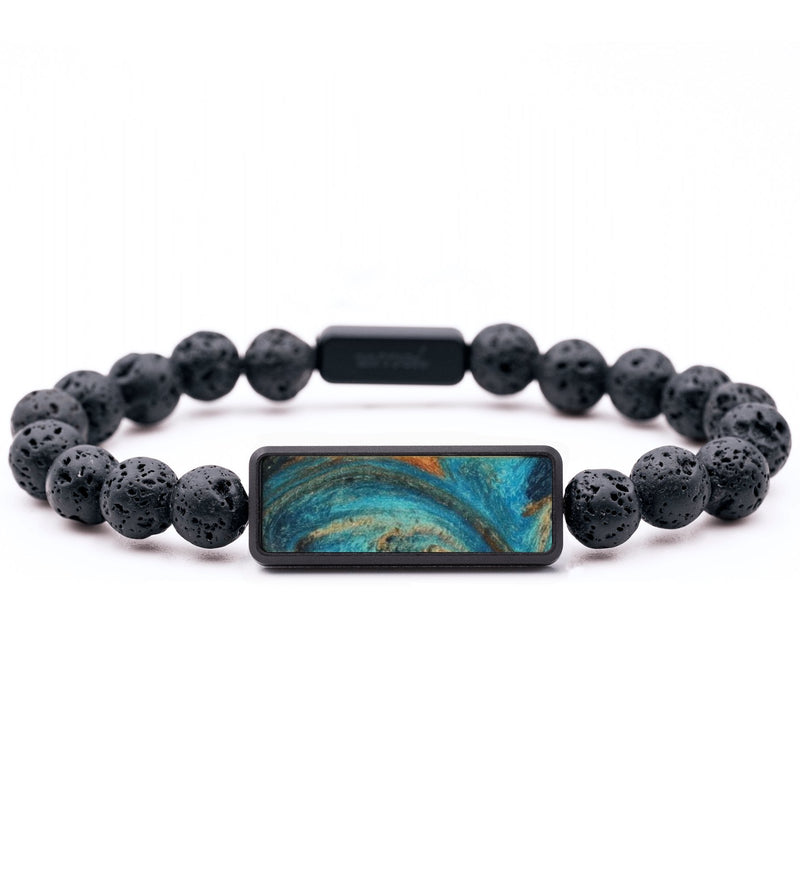 Lava Bead ResinArt Bracelet - Annette (Teal & Gold, 816851)
