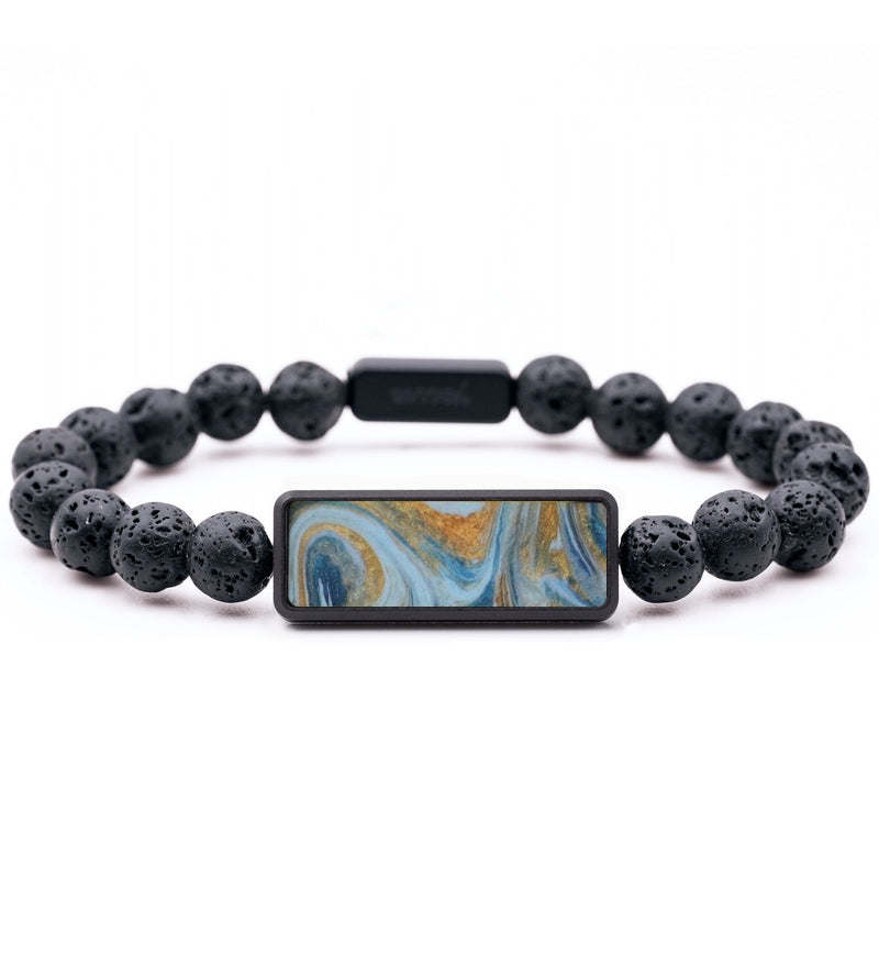 Lava Bead ResinArt Bracelet - Zachary (Teal & Gold, 816852)