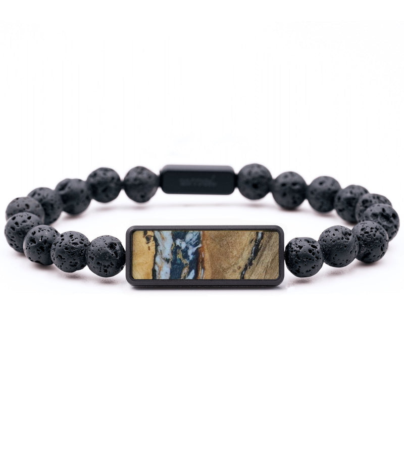 Lava Bead Wood Bracelet - Lesly (Teal & Gold, 816860)