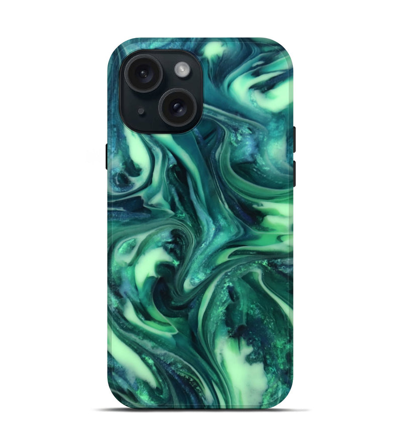 iPhone 15 ResinArt Live Edge Phone Case - Yousef (Green, 816869)