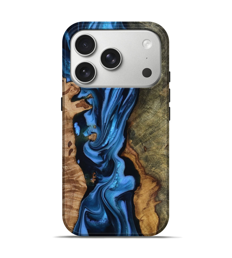 iPhone 17 Pro Wood Live Edge Phone Case - Quinten (Blue, 816875)