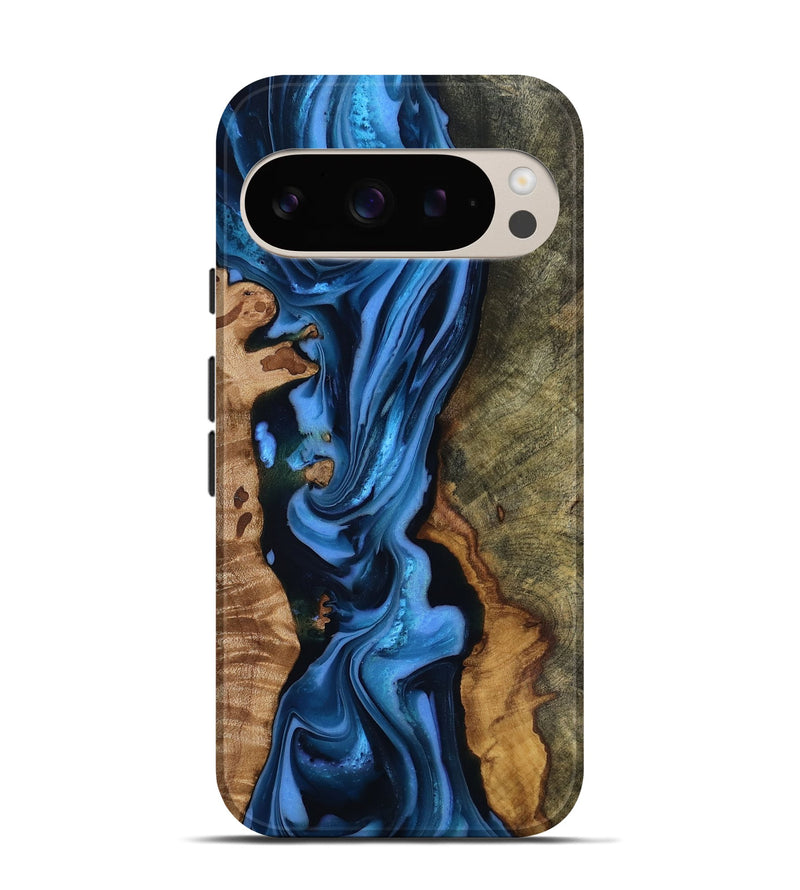 Pixel 9 Pro Wood Live Edge Phone Case - Quinten (Blue, 816875)
