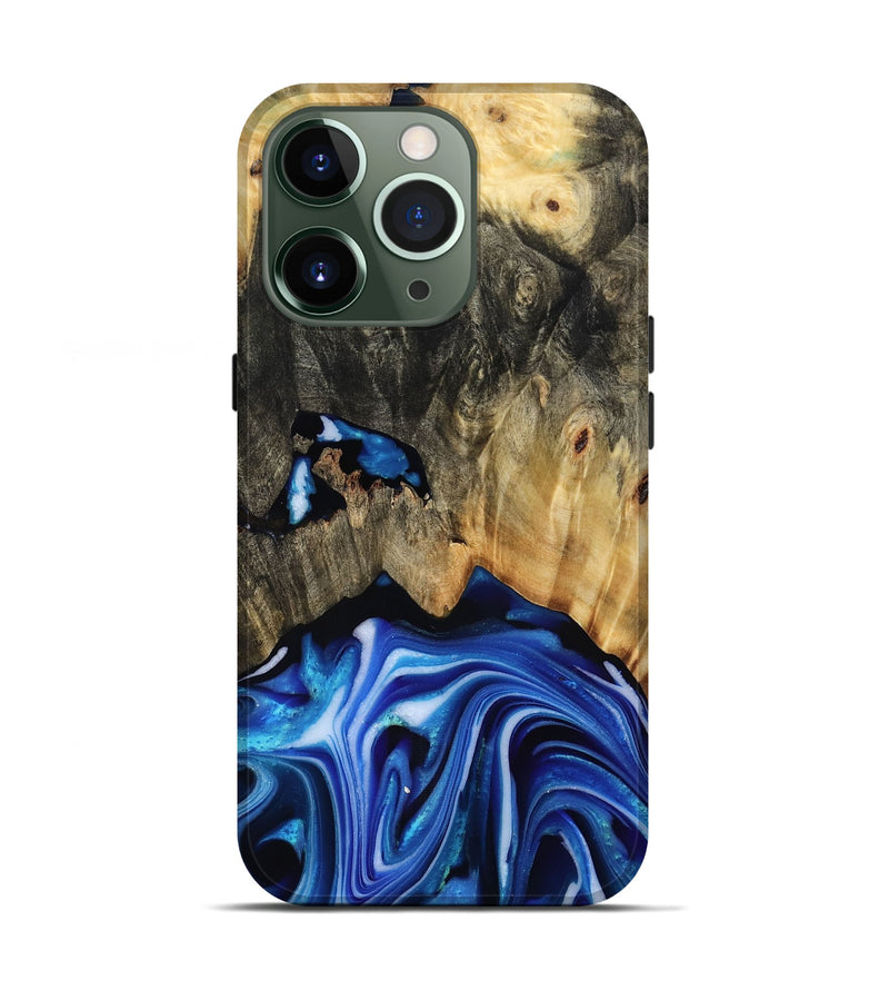 iPhone 13 Pro Wood Live Edge Phone Case - Alijah (Blue, 816883)