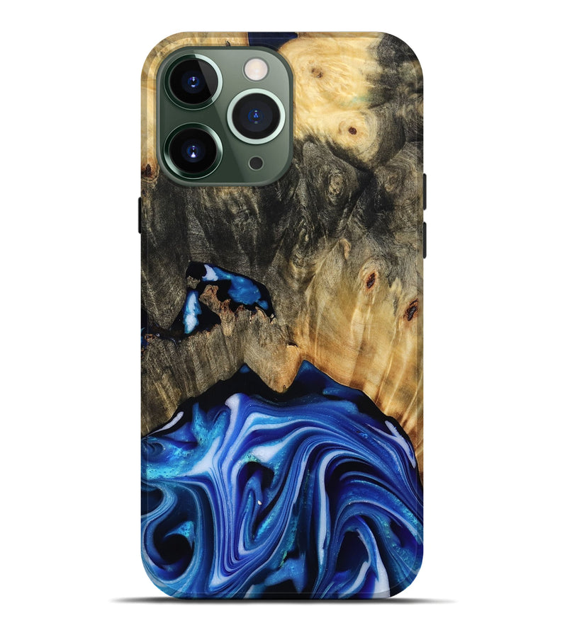 iPhone 13 Pro Max Wood Live Edge Phone Case - Alijah (Blue, 816883)