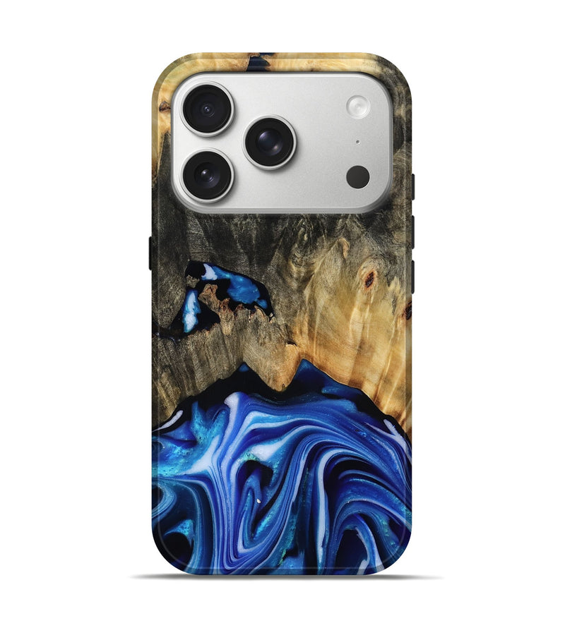 iPhone 17 Pro Wood Live Edge Phone Case - Alijah (Blue, 816883)