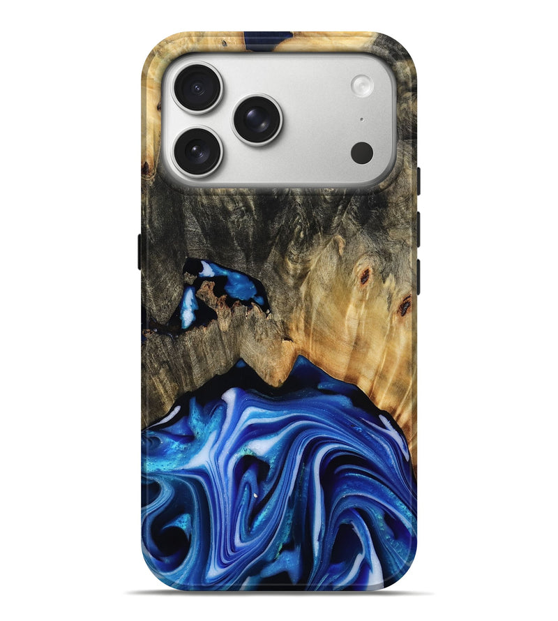 iPhone 17 Pro Max Wood Live Edge Phone Case - Alijah (Blue, 816883)
