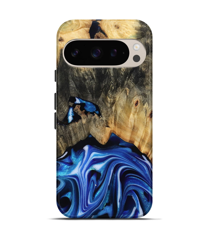 Pixel 9 Pro Wood Live Edge Phone Case - Alijah (Blue, 816883)