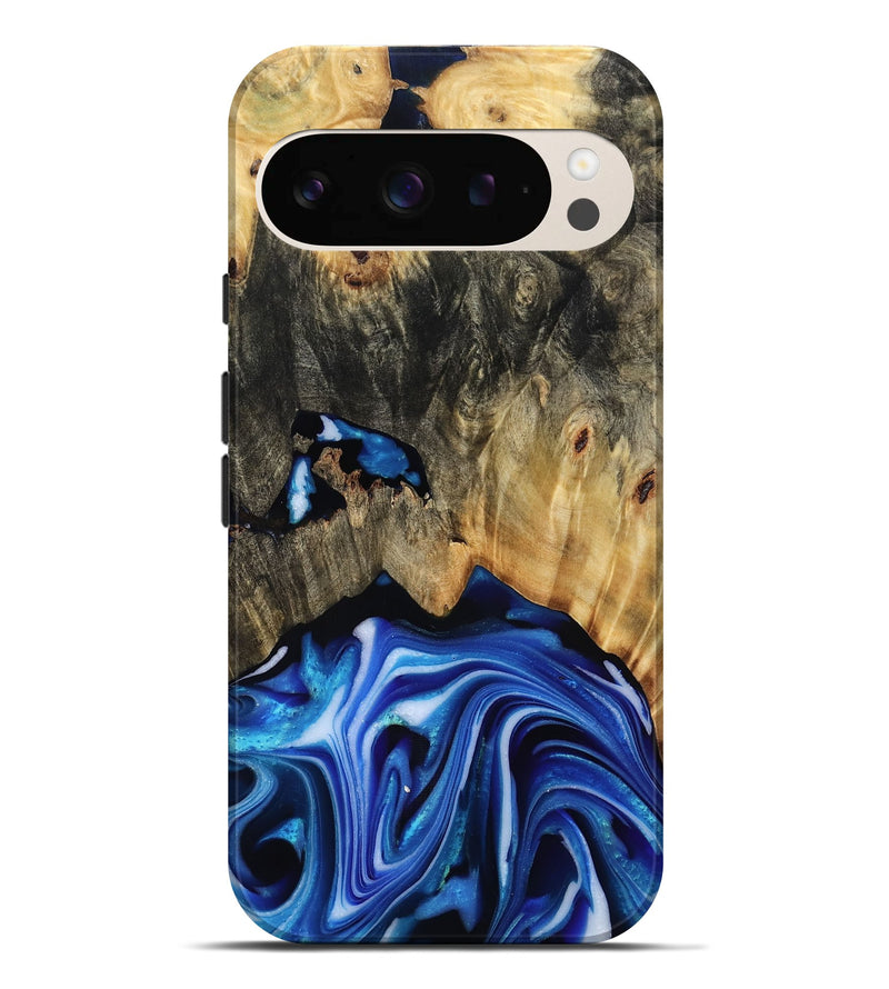 Pixel 9 Pro XL Wood Live Edge Phone Case - Alijah (Blue, 816883)