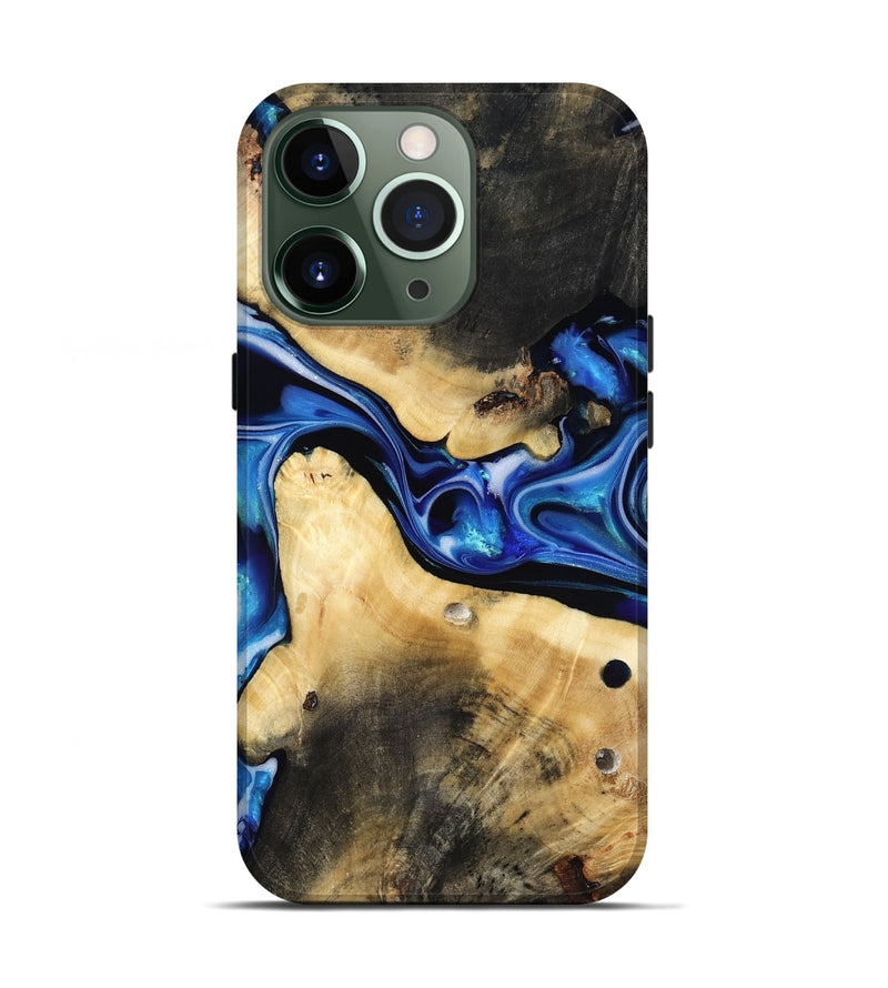 iPhone 13 Pro Wood Live Edge Phone Case - Vallie (Blue, 816884)