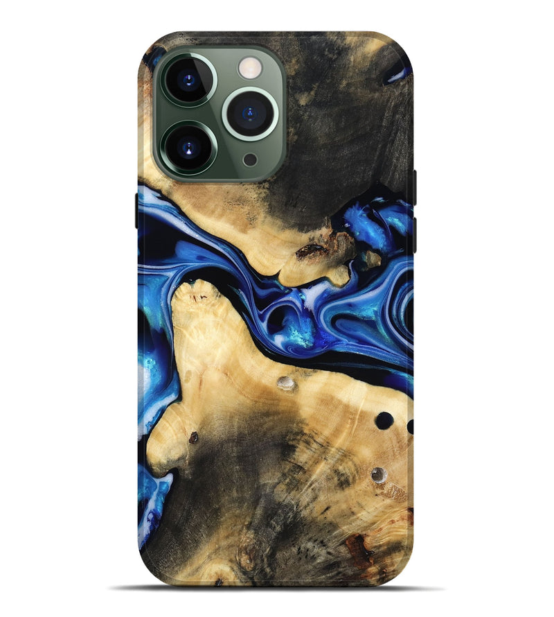 iPhone 13 Pro Max Wood Live Edge Phone Case - Vallie (Blue, 816884)