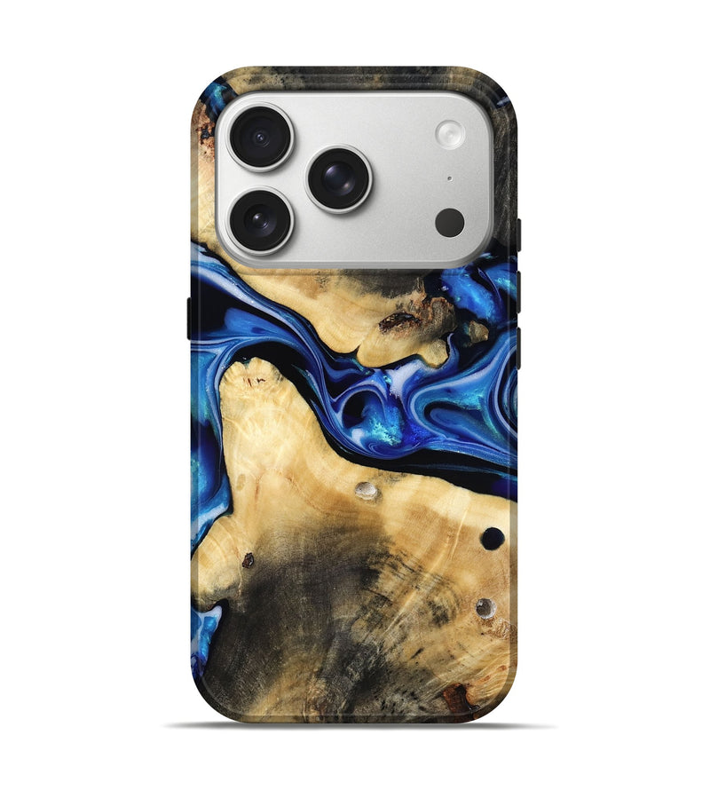 iPhone 17 Pro Wood Live Edge Phone Case - Vallie (Blue, 816884)