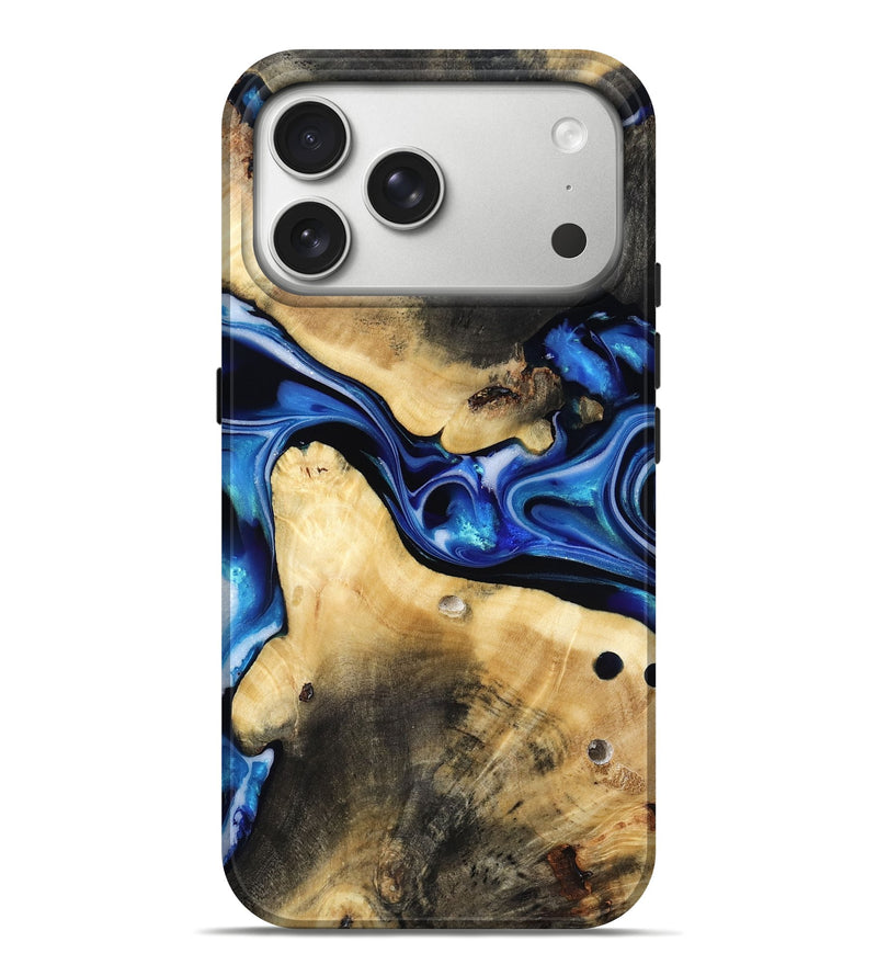 iPhone 17 Pro Max Wood Live Edge Phone Case - Vallie (Blue, 816884)