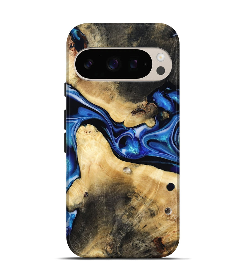 Pixel 10 Pro Wood Live Edge Phone Case - Vallie (Blue, 816884)