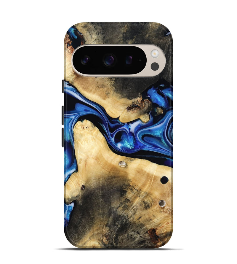 Pixel 9 Pro Wood Live Edge Phone Case - Vallie (Blue, 816884)