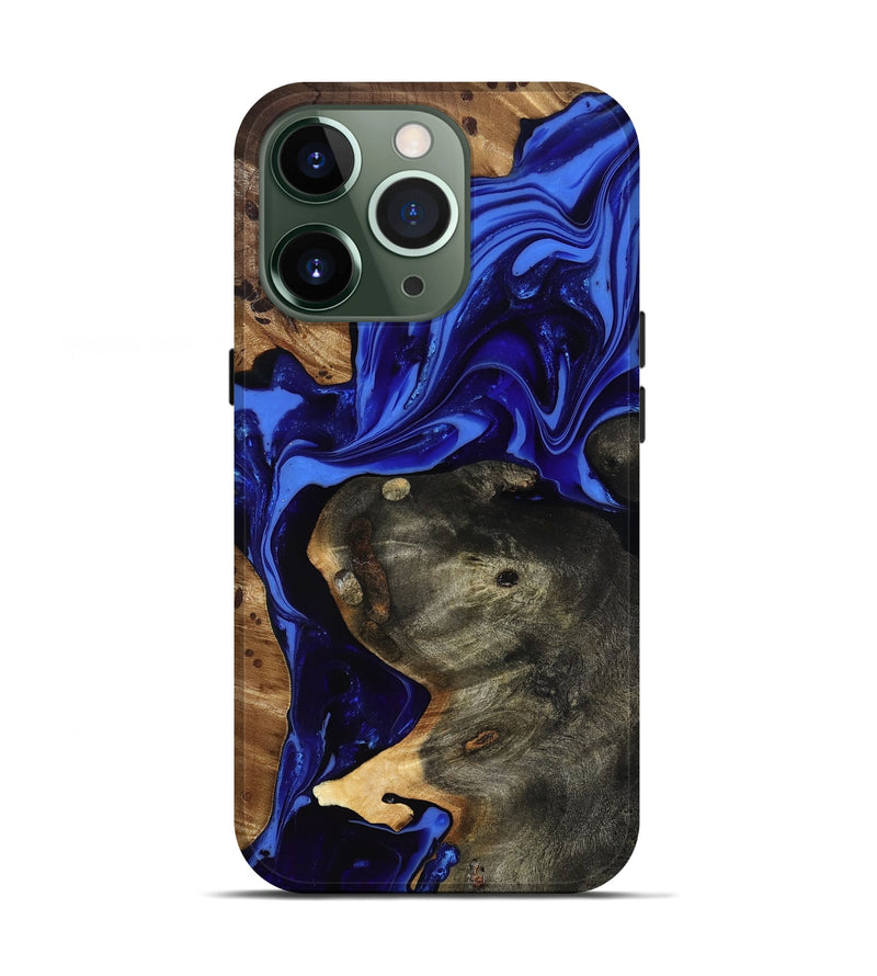 iPhone 13 Pro Wood Live Edge Phone Case - Carie (Blue, 816885)