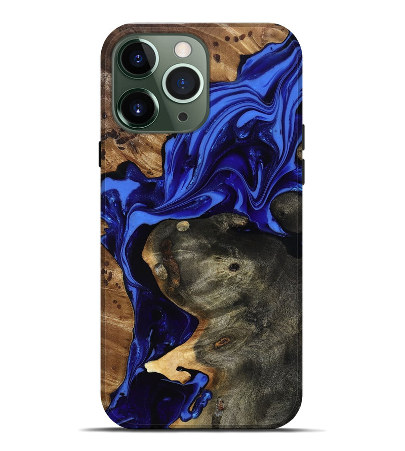 iPhone 13 Pro Max Wood Live Edge Phone Case - Carie (Blue, 816885)
