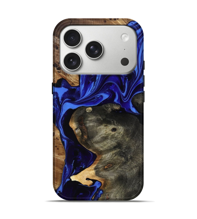iPhone 17 Pro Wood Live Edge Phone Case - Carie (Blue, 816885)
