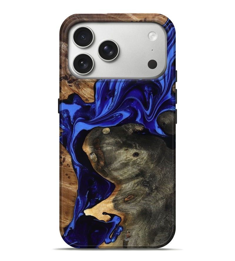 iPhone 17 Pro Max Wood Live Edge Phone Case - Carie (Blue, 816885)