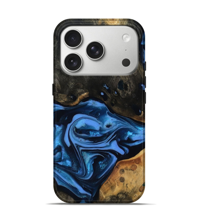 iPhone 17 Pro Wood Live Edge Phone Case - Reggie (Blue, 816887)