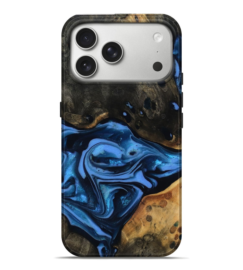 iPhone 17 Pro Max Wood Live Edge Phone Case - Reggie (Blue, 816887)