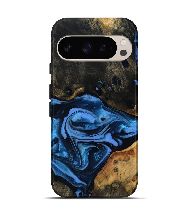 Pixel 9 Wood Live Edge Phone Case - Reggie (Blue, 816887)