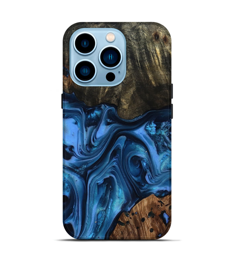 iPhone 14 Pro Wood Live Edge Phone Case - Jovani (Blue, 816888)