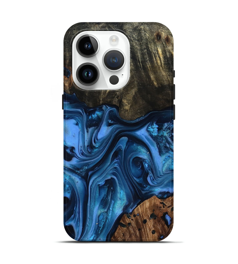 iPhone 15 Pro Wood Live Edge Phone Case - Jovani (Blue, 816888)
