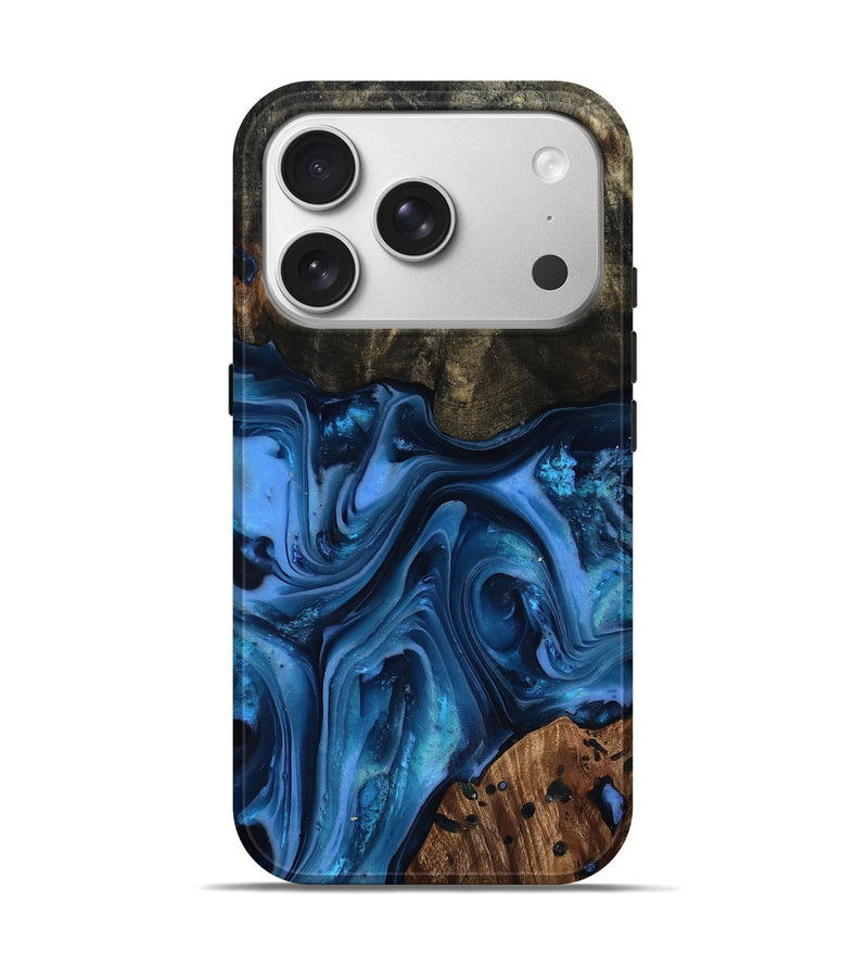 iPhone 17 Pro Wood Live Edge Phone Case - Jovani (Blue, 816888)