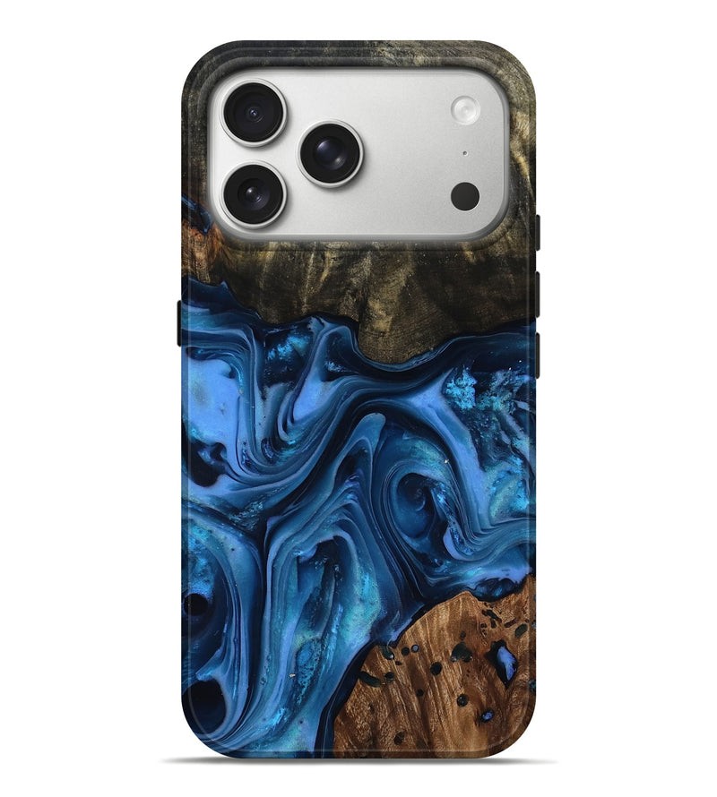 iPhone 17 Pro Max Wood Live Edge Phone Case - Jovani (Blue, 816888)