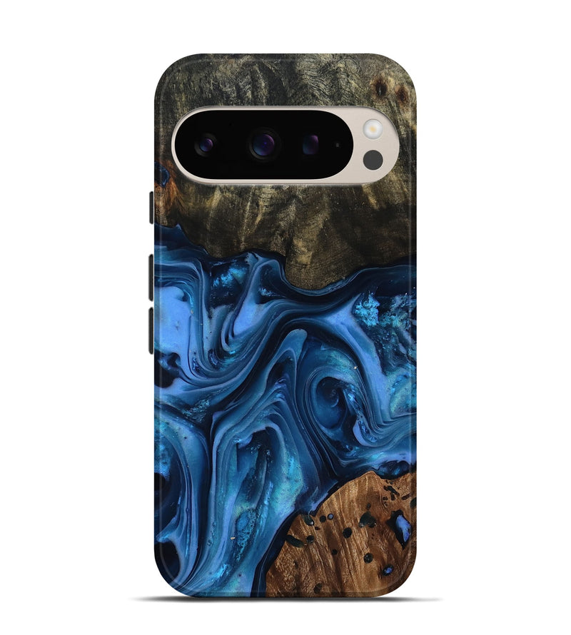 Pixel 9 Pro Wood Live Edge Phone Case - Jovani (Blue, 816888)