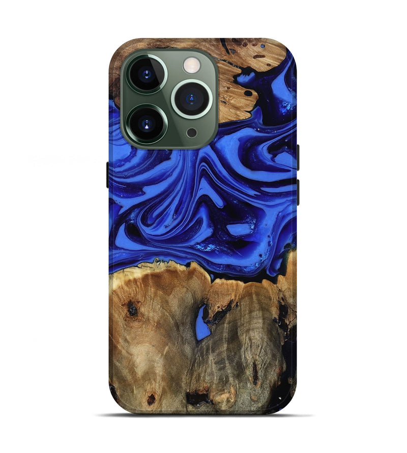 iPhone 13 Pro Wood Live Edge Phone Case - Teressa (Blue, 816890)