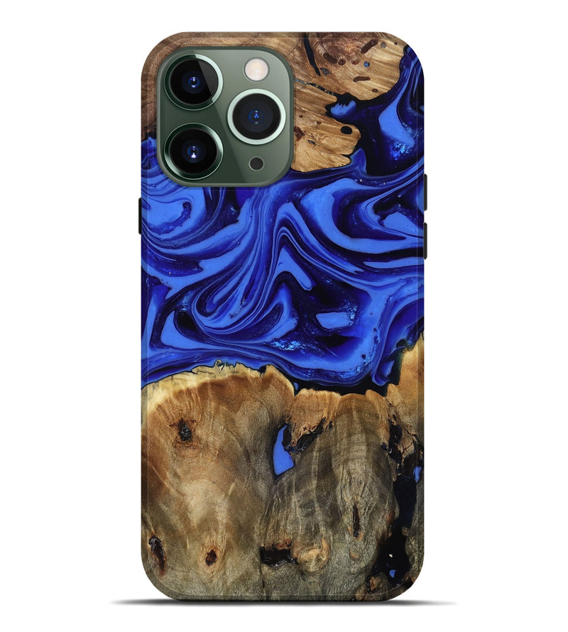 iPhone 13 Pro Max Wood Live Edge Phone Case - Teressa (Blue, 816890)