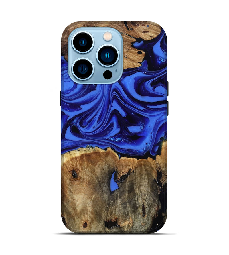 iPhone 14 Pro Wood Live Edge Phone Case - Teressa (Blue, 816890)