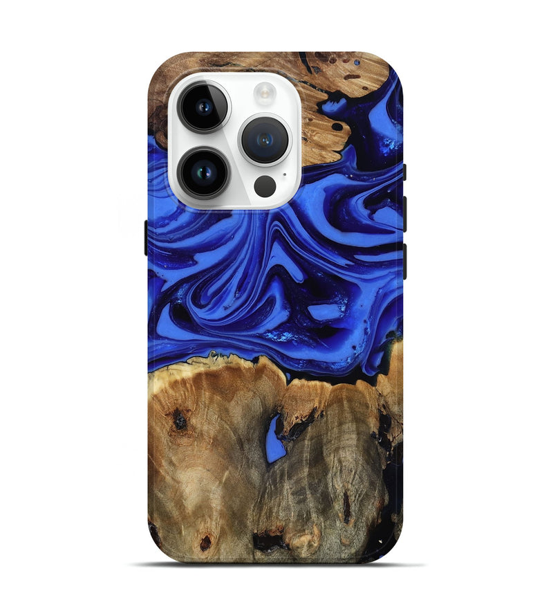 iPhone 15 Pro Wood Live Edge Phone Case - Teressa (Blue, 816890)