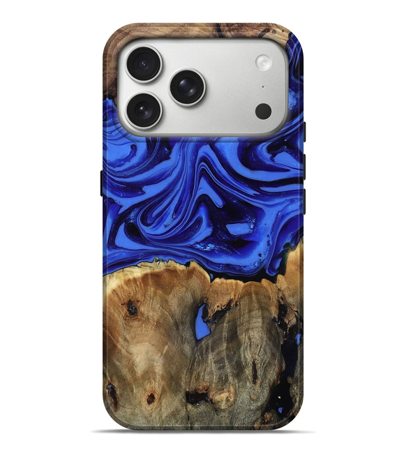 iPhone 17 Pro Max Wood Live Edge Phone Case - Teressa (Blue, 816890)