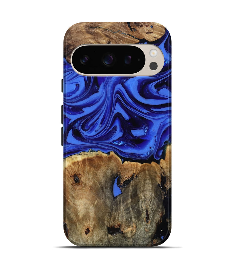 Pixel 9 Pro Wood Live Edge Phone Case - Teressa (Blue, 816890)