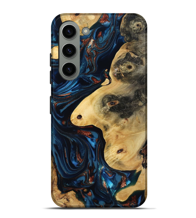 Galaxy S23 Plus Wood Live Edge Phone Case - Natalie (Teal & Gold, 816892)